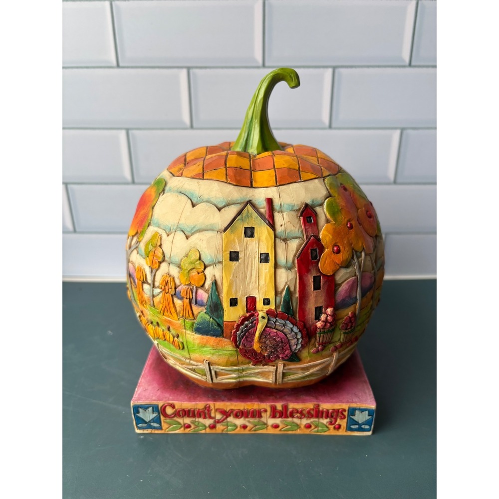 Jim Shore Heartwood Creek Count Your Blessings Pumpkin Figurine 118757 Fall Art